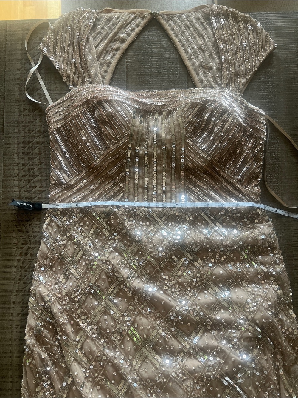Adrianna Papell Rose Gold Sequin Prom Gown - Picture 7 of 7